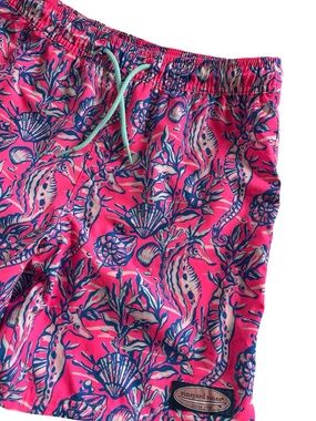 Vineyard Vines Boys Chappy Swim Trunks Pink Seahorse Colorful Beach Size Medium